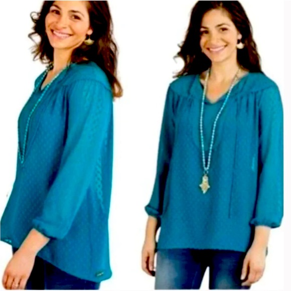 Matilda Jane Tops - Matilda Jane NWT Women's Medium Shirt Top Teal Blue/Green Sheer Swiss Dot Size M
